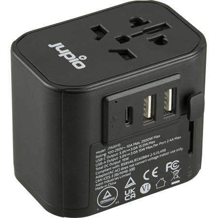 Jupio Travel Adapter 2X USB-A 1X USB-C 15.5W TÃ¼V