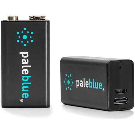 Pale Blue Li-ion Rechargeable 9V Battery USB-C 5000mAh