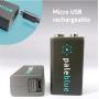 Pale Blue Li-ion Rechargeable 9V Battery USB-C 5000mAh