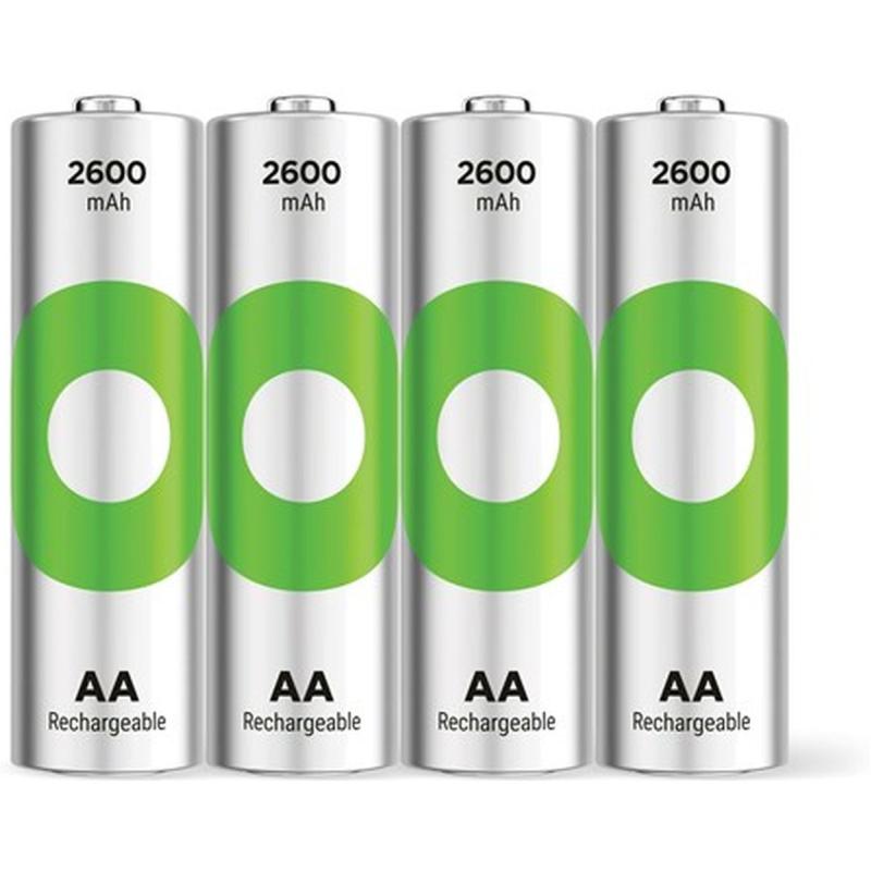 GP AA Battery Rechargeable NiMH 2600 mAh ReCyko 1.2V 4 PCs