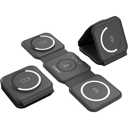 Choetech 3-IN-1 Foldable Magnetic Wireless Charging Station T588-F (Black)