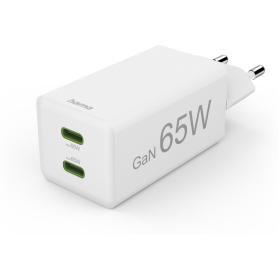 Hama Fast Charger Gan 2X USB-C PD/Qualcomm Mini-Charger 65 W White