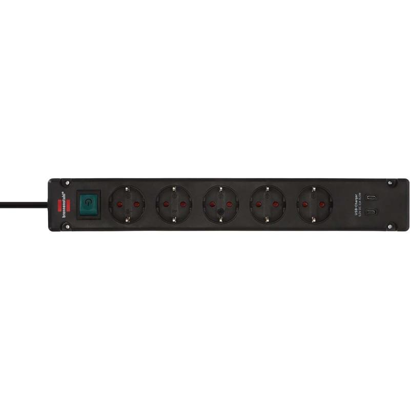 Brennenstuhl Bremounta Power Strip 2 USB C Laadaansluitingen 5X Black 3m