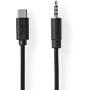 Nedis USB-C Adapter USB 2.0 USB-C Male 3.5 mm Male 1.00 M Round Nickled  Black