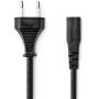 Nedis Power Cord Euro Male IEC-320-C7 Straight Nickled  2.00 M Round ABS  PVC