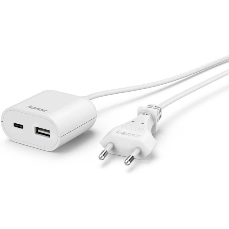 Hama USB-Netadapter w/ 1.9 M Long Cable 3.5A 1X USB-A 1X USB-C White