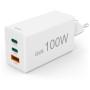 Hama Fast Charger Gan 2X USB-C PD 1X USB-A QC Mini-Charger 100 W White