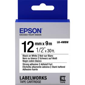 Epson LK4WBW Strong Adh Black On White Tape 12mm