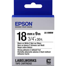 Epson LK-5WBW Strong Adhesive Black On White Tape 18mm 9m