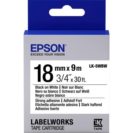Epson LK-5WBW Strong Adhesive Black On White Tape 18mm 9m