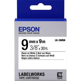 Epson LC-3WBN Standard Black On White Tape 9mm