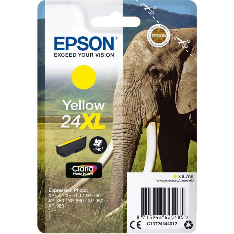Epson 24XL Ink Cartridge Yellow High Capacity 8.7ml 740 Pagi