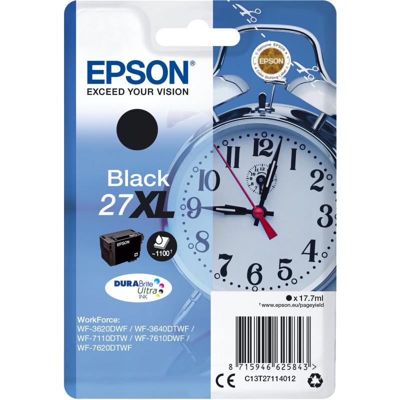 Epson 27XL Ink Cartridge Black High Capacity 17.7ml 1.100 PA