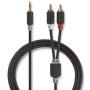 Nedis Stereo Audio Cable 3.5mm M - 2X RCA M 0.5m GY