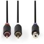 Nedis Subwoofer Cable 2X RCA M - RCA F 0.2m GY