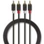 Nedis Stereo Audio Cable 2X RCA M - 2X RCA M 1.0m GY