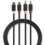 Nedis Stereo Audio Cable 2X RCA M - 2X RCA F 2.0m GY