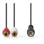 Nedis Subwoofer Cable RCA M-2X RCA F 0.2m BK