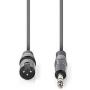 Nedis Balanced XLR-Audiocbl XLR 3-PINS M-6.35mm M 3m GY