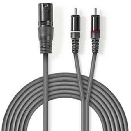 Nedis XLR-Audio Cable XLR 3-PINS M-2X RCA M 1.5m Grey