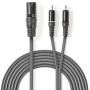 Nedis XLR-Audio Cable XLR 3-PINS M-2X RCA M 1.5m Grey