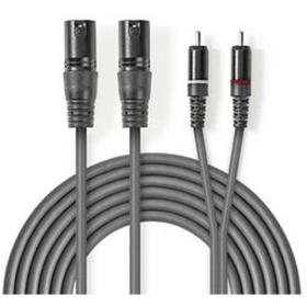 Nedis XLR-Audio Cable 2X XLR 3-PINS M-2X RCA M 1.5m Grey