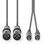 Nedis XLR-Audio Cable 2X XLR 3-PINS M-2X RCA M 1.5m Grey