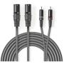 Nedis XLR-Audio Cable 2X XLR 3-PINS M-2X RCA M 3.0m Grey