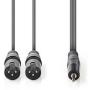 Nedis XLR-Audio Cable 2X XLR 3-PINS M-3.5mm M 1.5m Grey