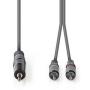 Nedis Stereo Audio Cable 3.5mm M-2X RCA M 1.5m Grey