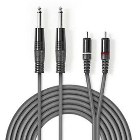 Nedis Stereo Audio Cable 2X 6.35mm M-2X RCA M 3.0m Grey