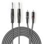 Nedis Stereo Audio Cable 2X 6.35mm M-2X RCA M 3.0m Grey