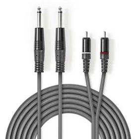 Nedis Stereo Audio Cable 2X 6.35mm M-2X RCA M 5.0m Grey