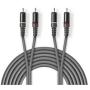 Nedis Stereo Audio Cable 2X RCA M-2X RCA M 1.5m Grey