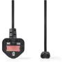 Nedis Power Cable UK-Plug-IEC-320-C7 5.0m BK