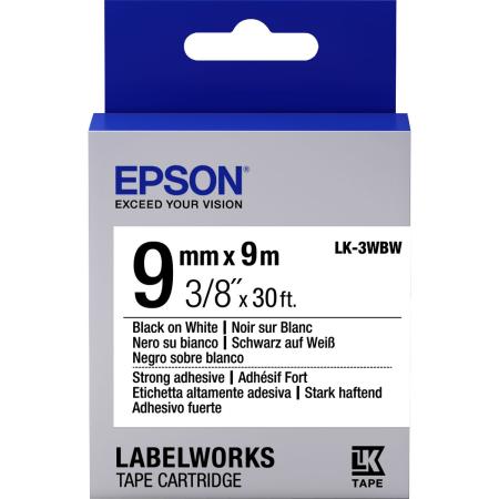 Epson LK-3WBW Label Cartridge Strong Adhesive BLK/WHT 9/9
