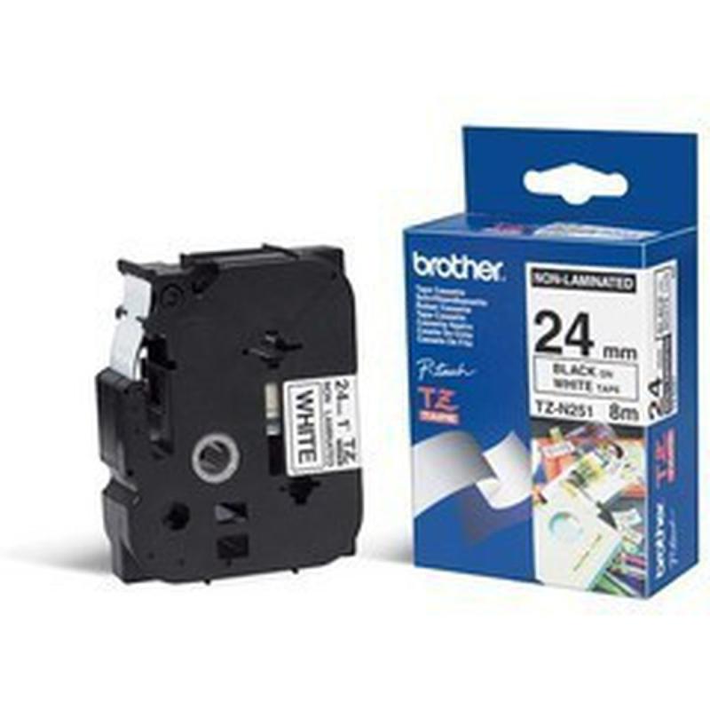 Brother TZEN251 24mm Black On White Non Laminate