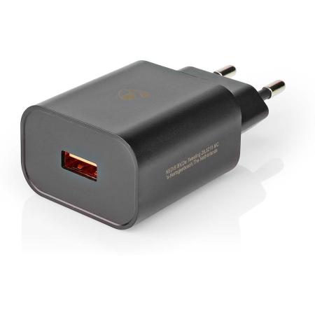 Nedis Charger 1X 3.0 A USB-A w/o Cable 18 W Back Port Black