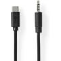 Nedis USB-C Adapter USB 2.0 USB-C M 3.5mm M 1.0m Round Nickel Plated PVC Box
