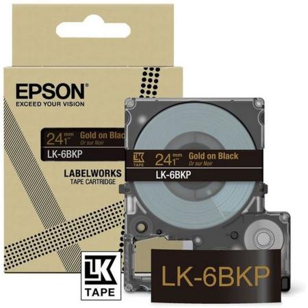 Epson Metallic Black/Gold 24mm LK-6BKP
