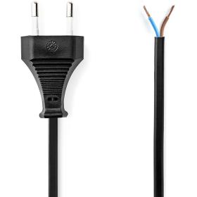 Nedis Power Cord Euro Male Open Straight Nickled  2.00 M Plat PVC Black Label