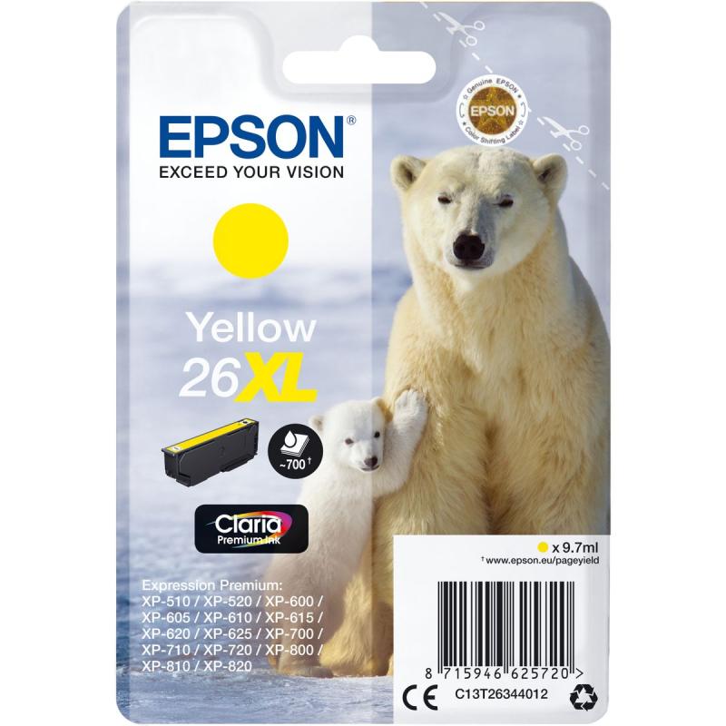 Epson 26XL Ink Cartridge Yellow High Capacity 9.7ml 700 Pagi