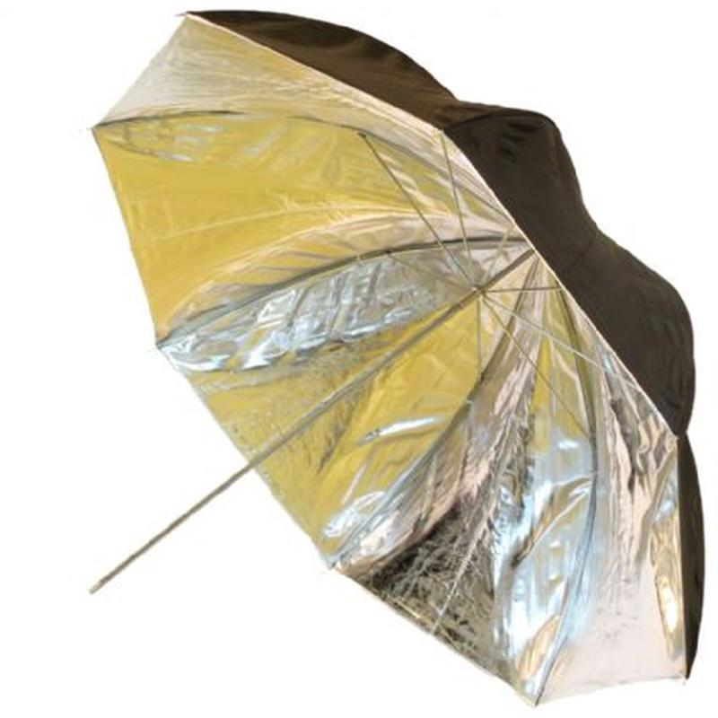 Falcon Eyes Flitsparaplu UR-48SB1 Silver/Black 122cm