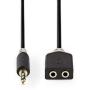 Nedis Stereo Audio Cable 3.5mm M - 2X 3.5mm F 0.2m GY