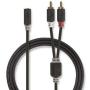Nedis Stereo Audio Cable 2X RCA M - 3.5mm F 0.2m GY