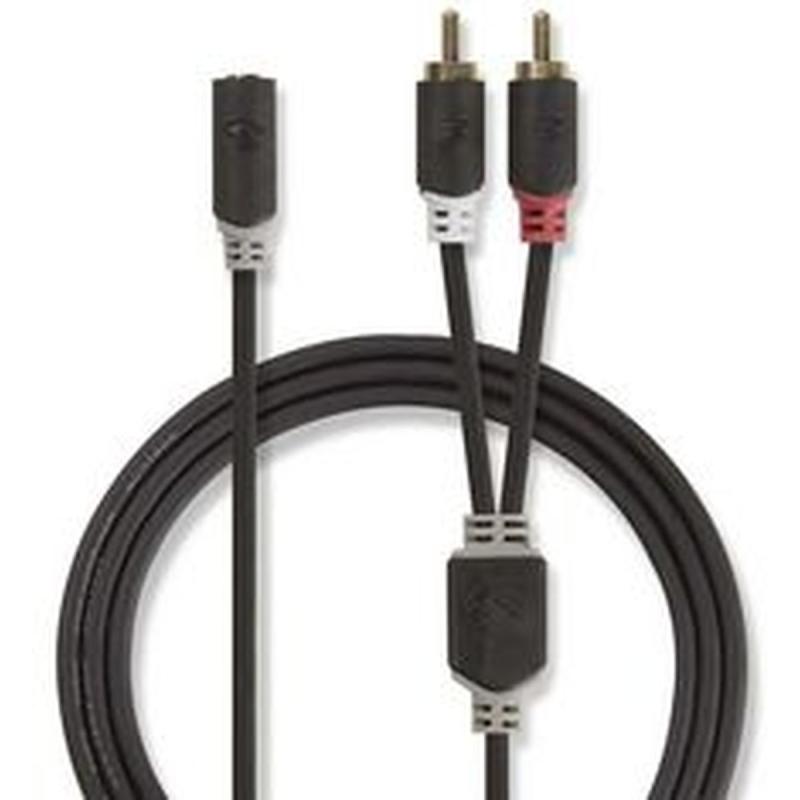 Nedis Stereo Audio Cable 2X RCA M - 3.5mm F 0.2m GY