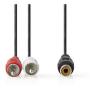 Nedis Subwoofer Cable 2X RCA M-RCA F 0.2m BK