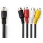 Nedis DIN-Audio Cable DIN 5-PINS M-4X RCA F 0.2m BK