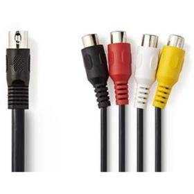 Nedis DIN-Audio Cable DIN 5-PINS M-4X RCA F 0.2m BK