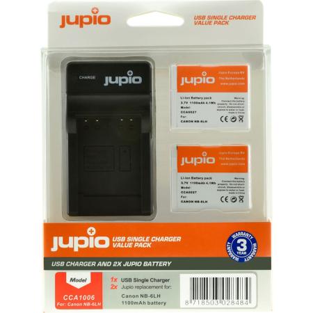 Jupio Kit: 2X Battery NB-6LH + USB Single Charger